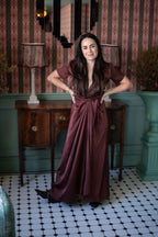 Chocolate Brown Satin Evening Dress