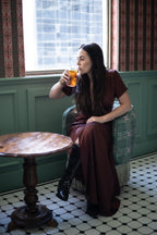 Chocolate Brown Satin Evening Dress