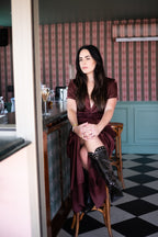 Chocolate Brown Satin Evening Dress